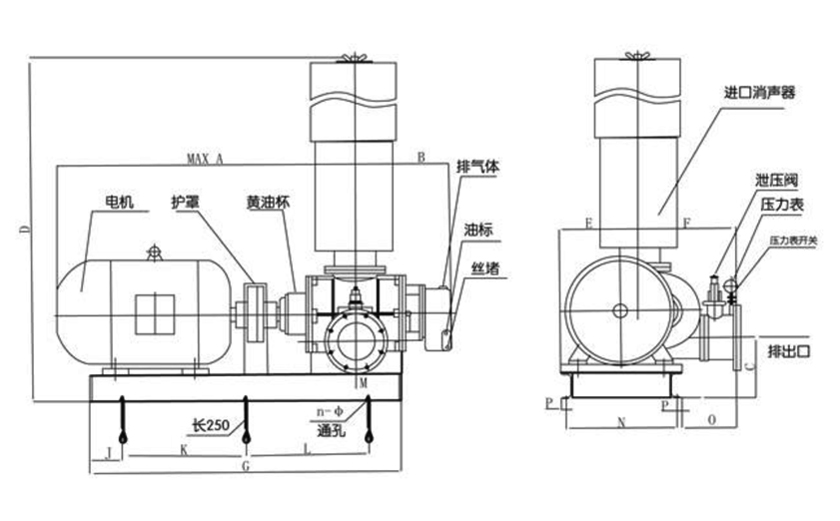 FSR普通羅茨鼓風(fēng)機(jī)結(jié)構(gòu)圖(直聯(lián)傳動) FSR普通羅茨鼓風(fēng)機(jī)結(jié)構(gòu)圖(直聯(lián)傳動)